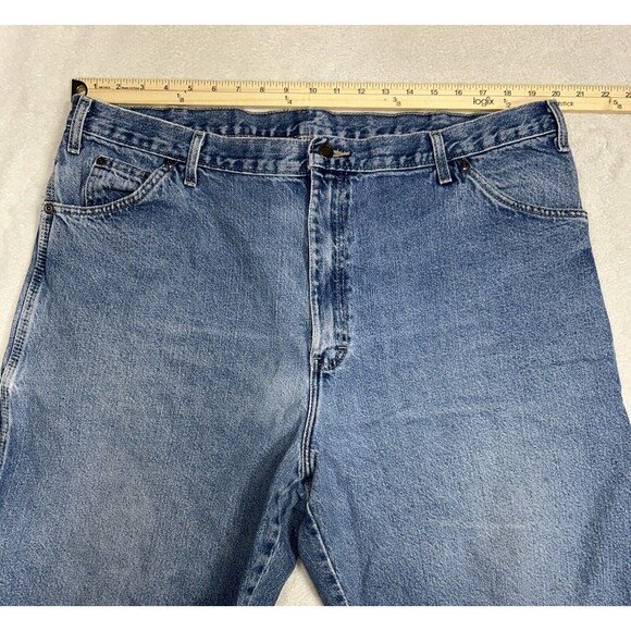 Dickies Men’s Carpenter Jean Shorts Size 42 Baggy Blue Denim Medium Wash - Picture 4 of 8